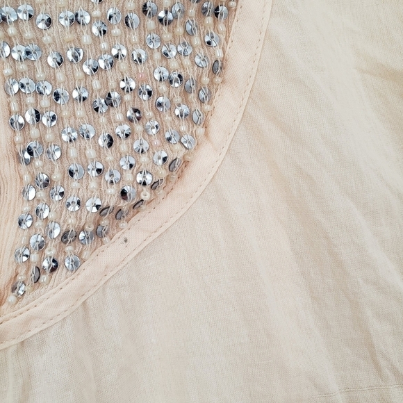 Selected Femme Delicate Cotton Blouse with Silk & Sequin Front 3/4 Sleeve - Picture 6 of 8